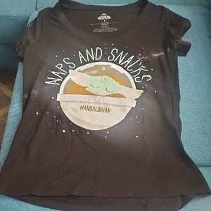 Womens Black 'Naps and Snacks' Mandalorian Tee